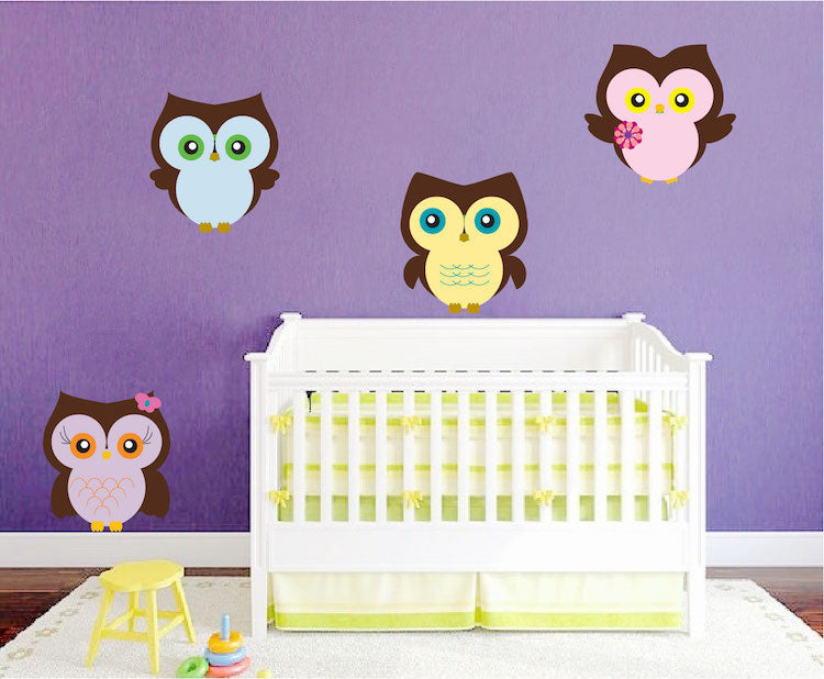 Nursery Owl Wall Sticker Decal Wall Art Cute Bedroom Owls Birds Wall Decor Wall Stickers, n00