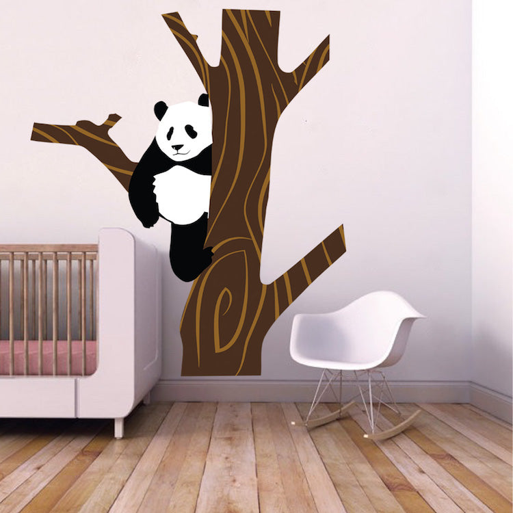 Panda Wall Sticker Animal Wall Decor Tree Removable Safari Wall Decal Kids Bedroom Art, n29