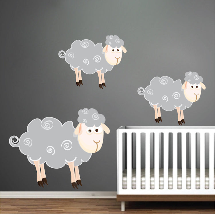 Kids Sheep Wall Decal Farm Animal Wool Wall Decal Mural Sticker Bedroom Apartment Wall Decal, n63
