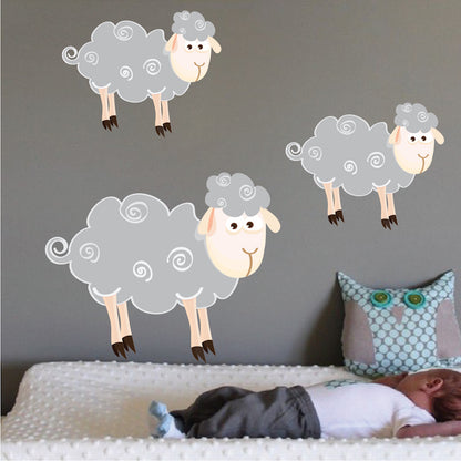 Kids Sheep Wall Decal Farm Animal Wool Wall Decal Mural Sticker Bedroom Apartment Wall Decal, n63