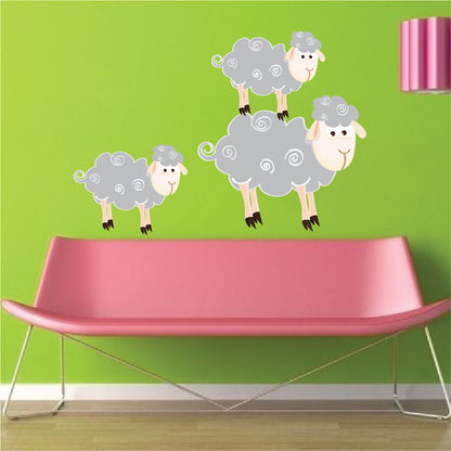 Kids Sheep Wall Decal Farm Animal Wool Wall Decal Mural Sticker Bedroom Apartment Wall Decal, n63