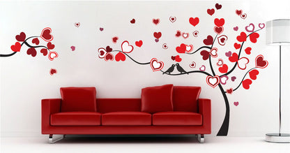 Heart Tree Wall Decal Trees Decor Valentines Falling Hearts Leaves Wall Sticker Love Wall Decal, n85