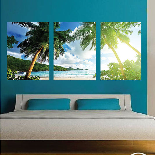 Palm Tree Wall Decal Self Adhesive Wall Mural of The Beach and Ocean, c64