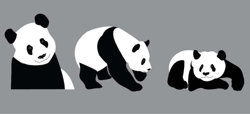 Panda Bears Wall Sticker Animal Wall Decor Tree Removable Safari Wall Decal Kids Bedroom Art, n36