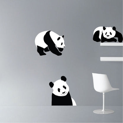 Panda Bears Wall Sticker Animal Wall Decor Tree Removable Safari Wall Decal Kids Bedroom Art, n36