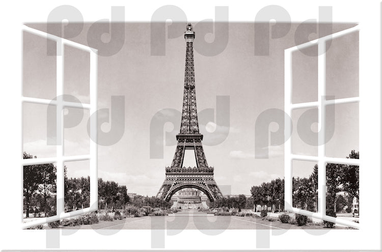 Paris Window Wall Decal France Decor for Apartment Bedroom Europe Eiffel Tower Wall View Mural, b20
