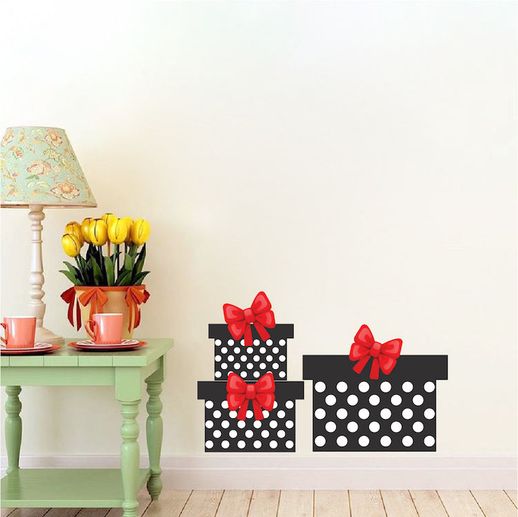 Christmas Gift Wall Decal Decor Removable Winter Present Decorations Room Wall Decal, h65