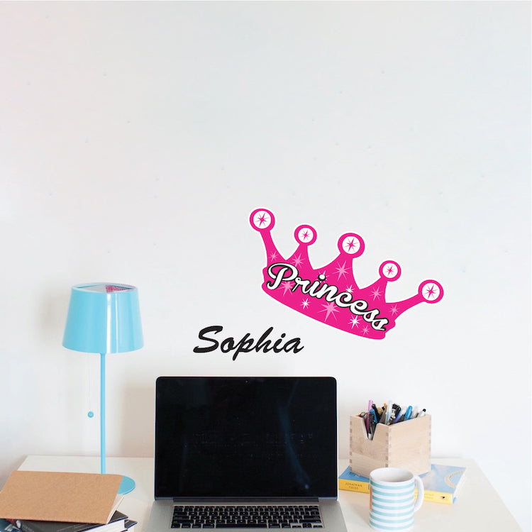 Custom Princess Wall Decal Girl's Room Wall Art Sticker Removable Princess Girl Bedroom Decor, n18