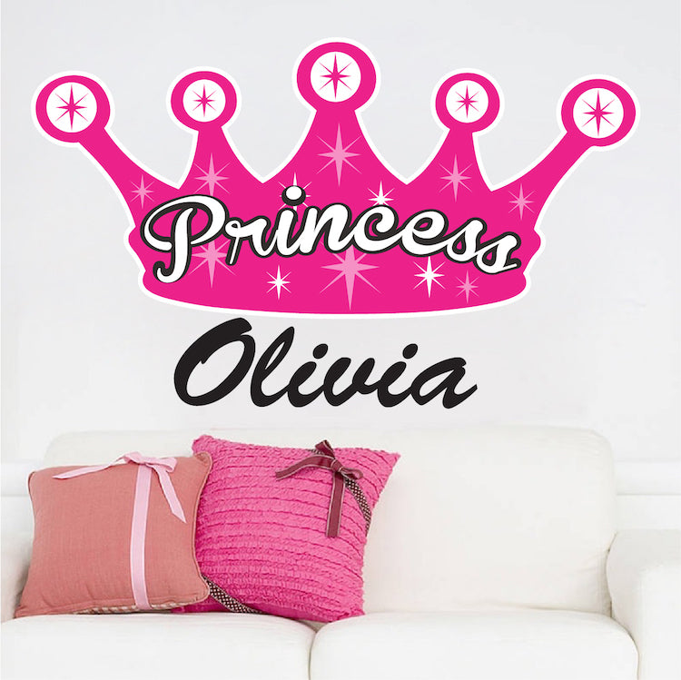 Custom Princess Wall Decal Girl's Room Wall Art Sticker Removable Princess Girl Bedroom Decor, n18