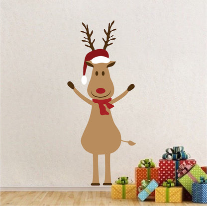 Christmas Reindeer Wall Decal Decor Removable Rudolph Winter Decorations Room Wall Decal, h63