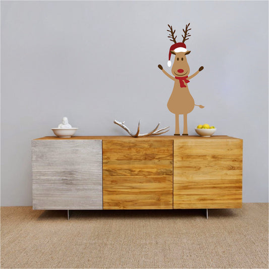 Christmas Reindeer Wall Decal Decor Removable Rudolph Winter Decorations Room Wall Decal, h63