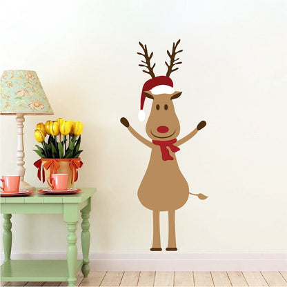 Christmas Reindeer Wall Decal Decor Removable Rudolph Winter Decorations Room Wall Decal, h63