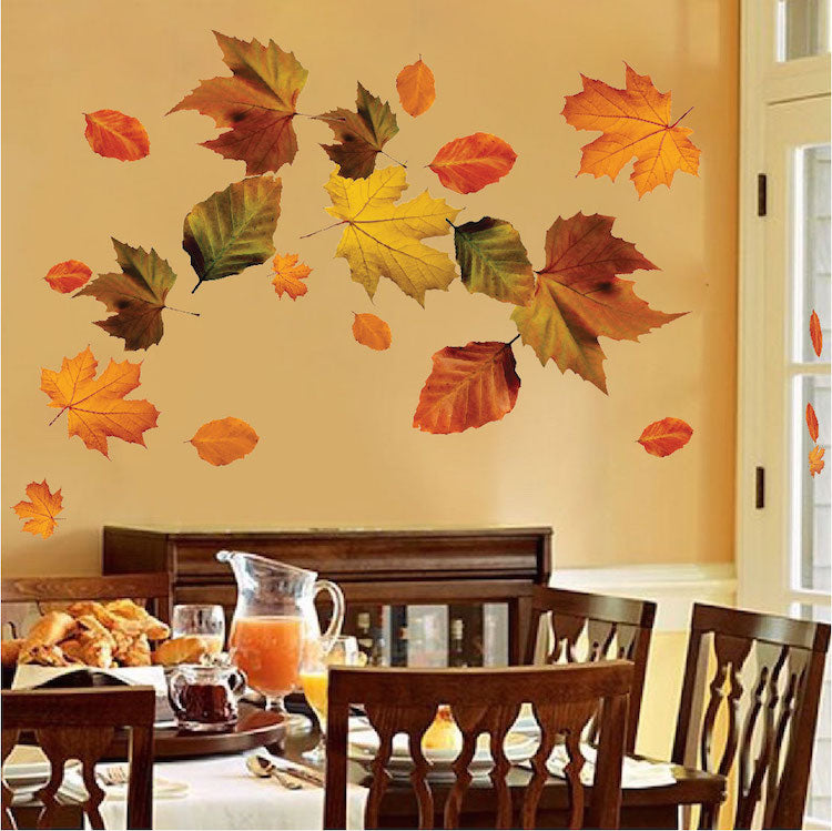 Autumn Leaves Wall Decal Decor Fall Wall and Window Thanksgiving Decal