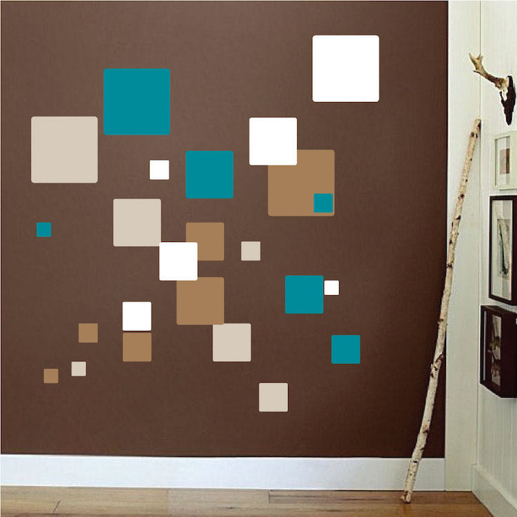 Squares Wall Decal Kids Room Abstract Decor Removable Square Customizable Wall Stickers, d37