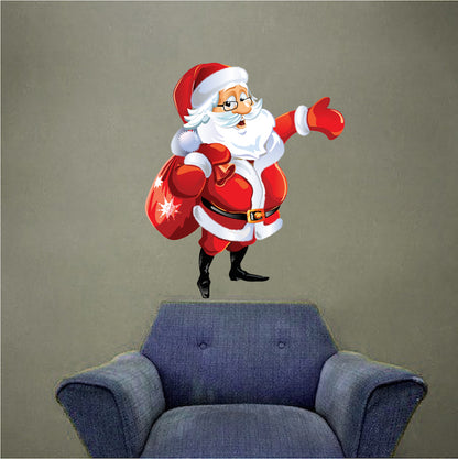 Santa Claus Wall Decal Decor Christmas Removable Winter Decorations Room Wall Decal, h83
