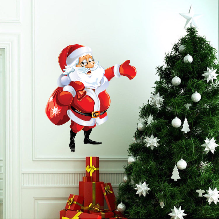 Santa Claus Wall Decal Decor Christmas Removable Winter Decorations Room Wall Decal, h83