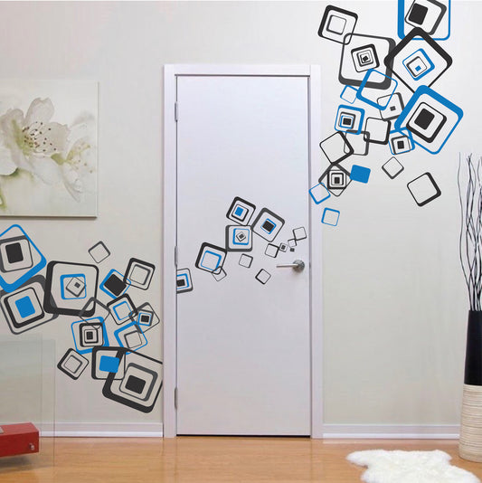 Square Wall Decals Peel and Stick Decal Square Office Decals Colorful Wall Decals, e46