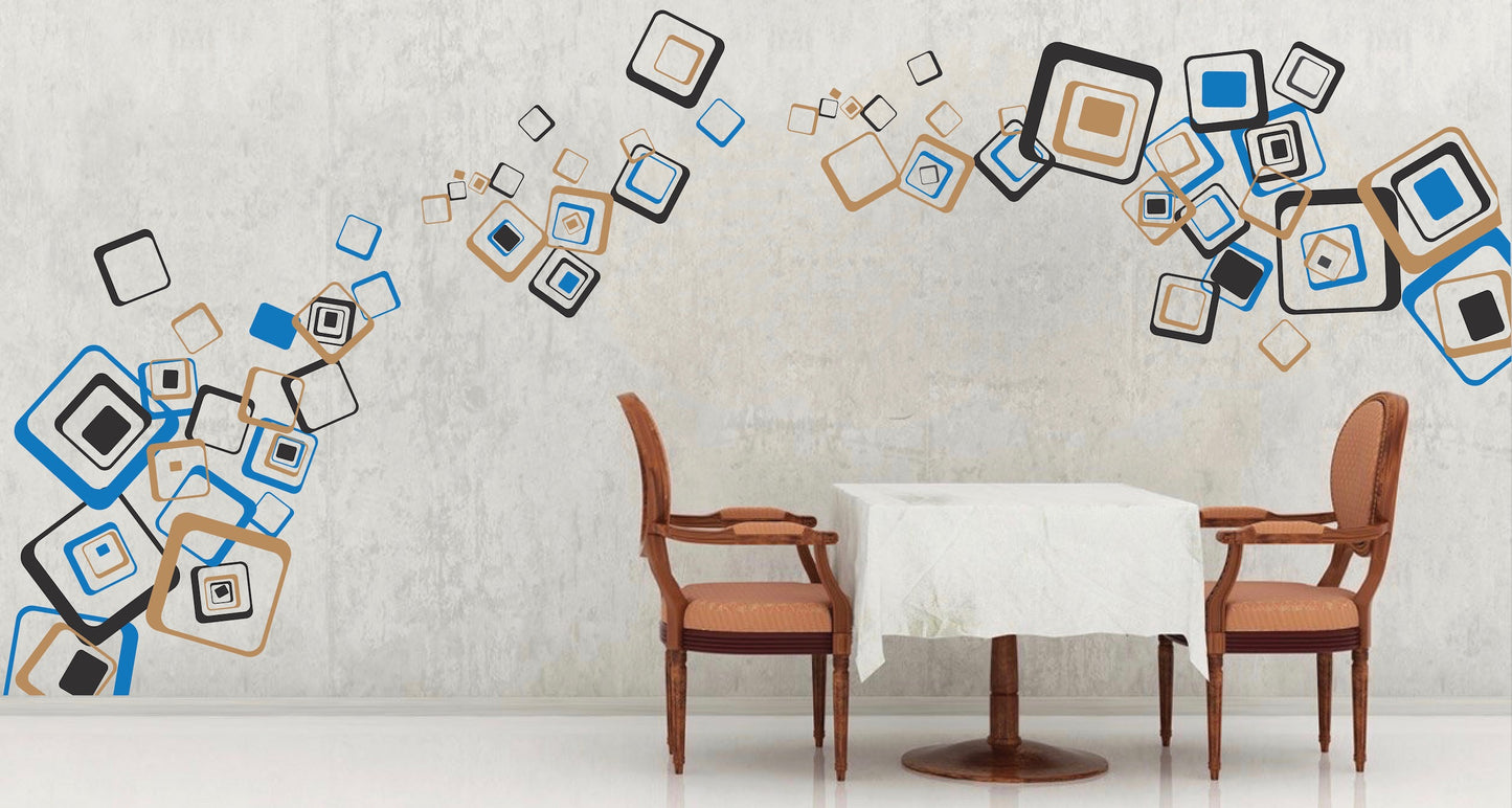 Square Wall Decals Peel and Stick Decal Square Office Decals Colorful Wall Decals, e46