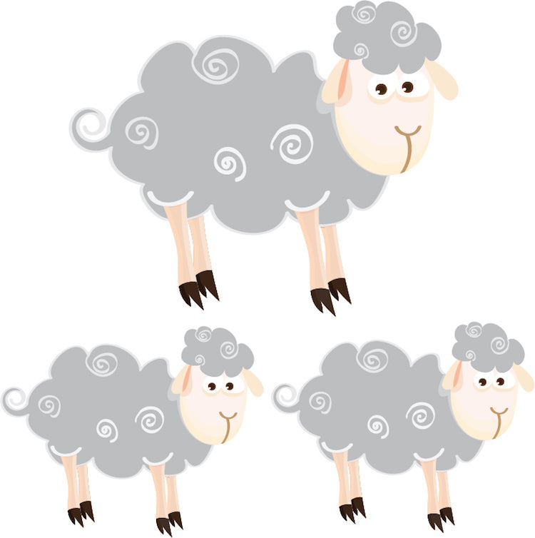 Kids Sheep Wall Decal Farm Animal Wool Wall Decal Mural Sticker Bedroom Apartment Wall Decal, n63