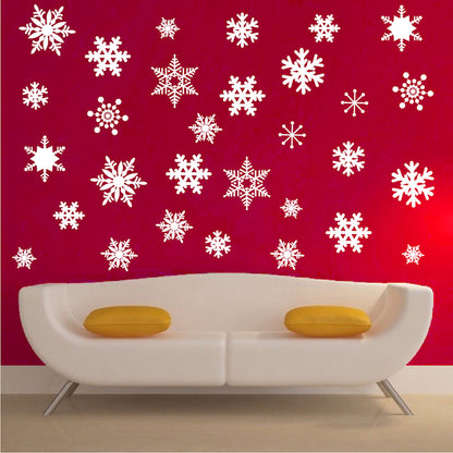 Removable Snowflake Wall and Window Decals Snowing Christmas Decor Snow Fall Mural, d28