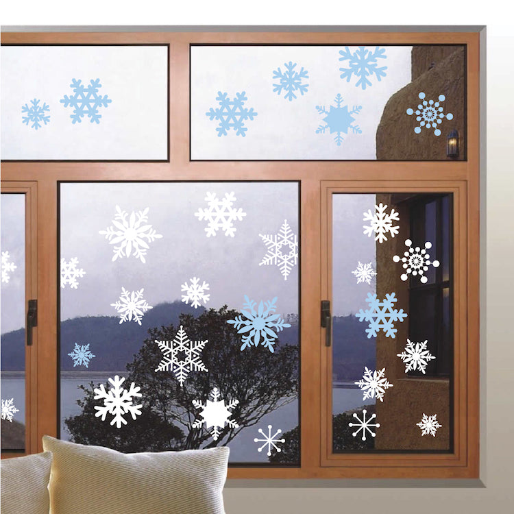 Removable Snowflake Wall and Window Decals Snowing Christmas Decor Sno ...