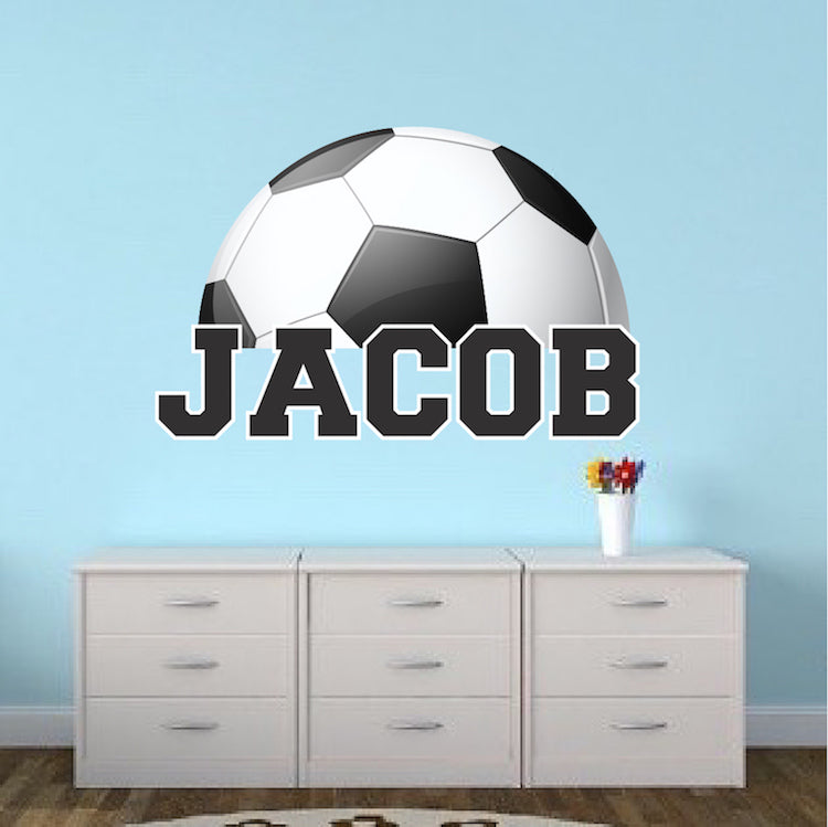 Personalized Soccer Name Wall Decal Decor Removable Kids Room Wall Sport Room Decal, s89