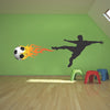 Soccer Player Flames Wall Decal Decor Removable Kids Room Wall Sport Room Decal, s00