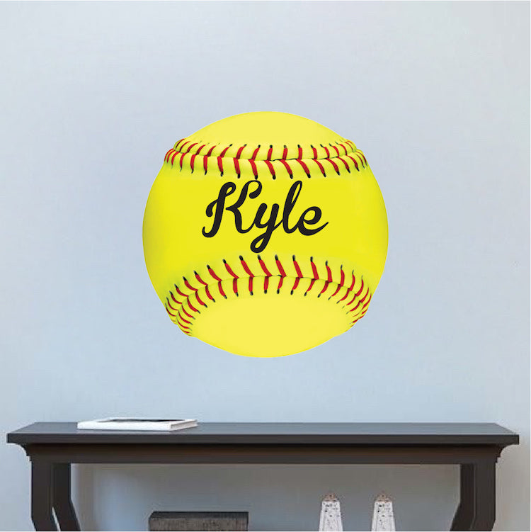 Custom Softball Wall Decal Personalized Name Soft ball Mural Kids Room Sports Wall Vinyl Decor, s69
