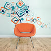 Square Wall Decals Peel and Stick Decal Square Office Decals Colorful Wall Decals, e46