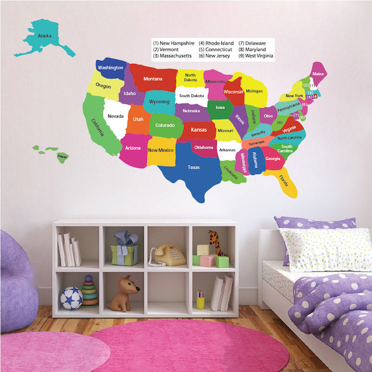 United States of America Wall Sticker New York Wall Decor America Wall Decal USA Bedroom Art, n31