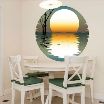 Sunset Wall Decal Beach Decor for Apartment Bedroom Ocean Sea Wall View Mural, a81