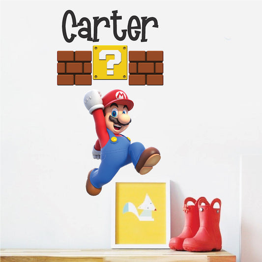 Personalized Video Game Character Wall Decal – Custom Name Kids Decor