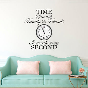 Time Spent With Family and Friends is Worth Every Second Wall Quote Sticker Kids Bedroom Art, q00