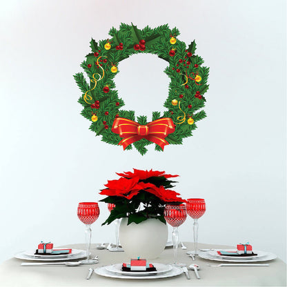Christmas Wreath Wall Decal Living Room Decor Apartment Door Decoration Art Bedroom Sticker, h60