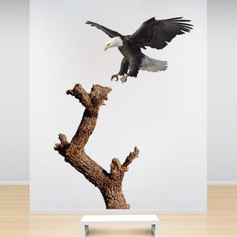 Bald Eagle and Tree Wall Sticker Animal Wall Decor Tree Removable Wall Decal Kids Bedroom Art, a44