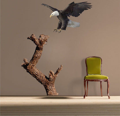 Bald Eagle and Tree Wall Sticker Animal Wall Decor Tree Removable Wall Decal Kids Bedroom Art, a44