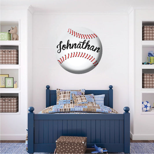 Custom Baseball Wall Decal Personalized Name Baseball Mural Kids Room Sports Vinyl Decor, c99