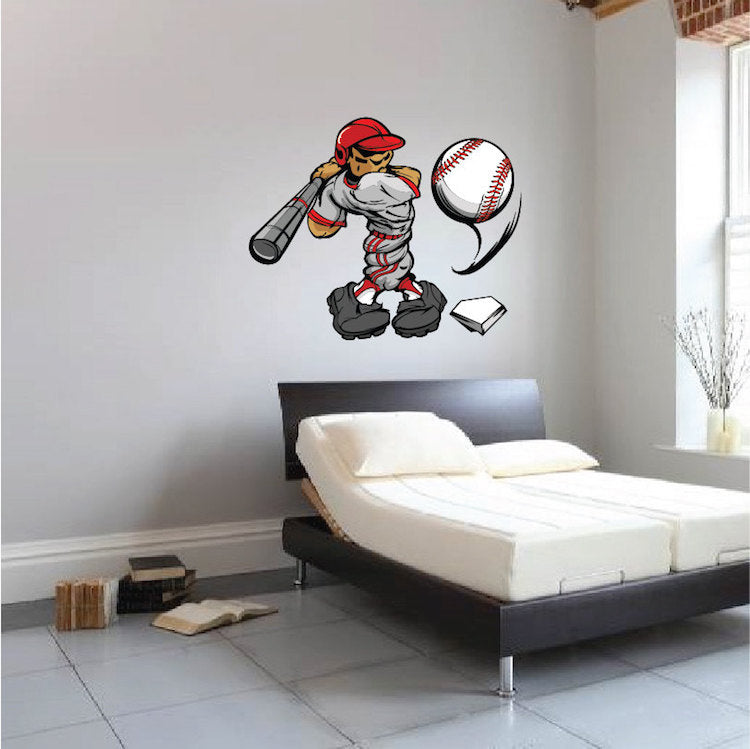 Baseball Player Wall Decal Sports Decor Cartoon Bedroom Wall Art Baseballs Removable Wall Stickers, c97