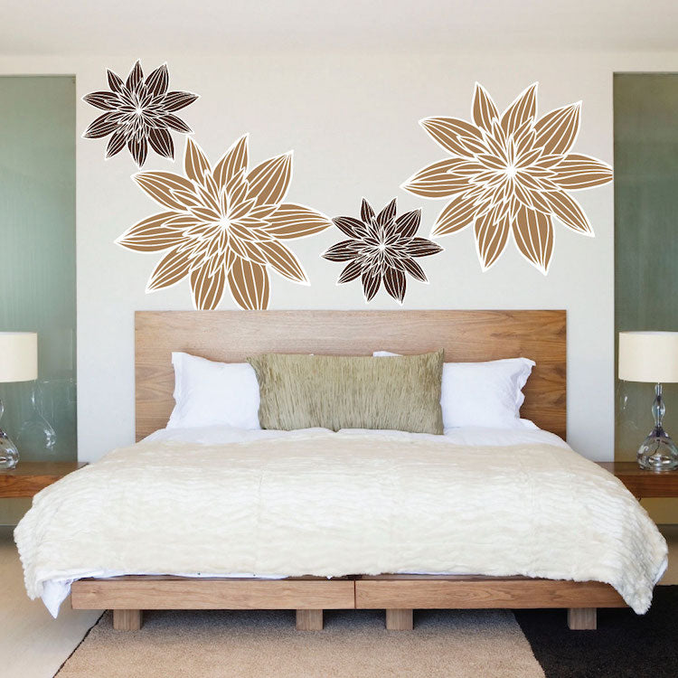 Flowers Wall Decal Fancy Flower Bedroom Wallpaper Large Flower Wall Sticker, d50