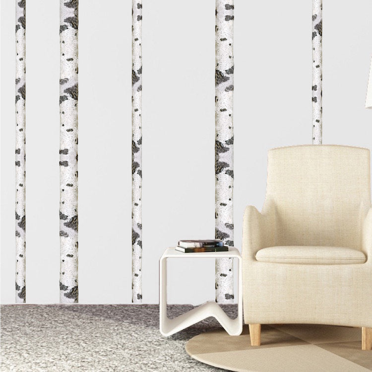 Birch Tree Wall Decal Forest Wallpaper Decor Removable Woods Wall Art for Bedroom, b95