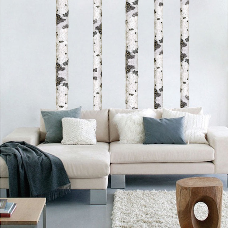 Birch Tree Wall Decal Forest Wallpaper Decor Removable Woods Wall Art for Bedroom, b95