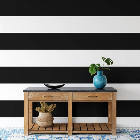 Black 6" Wide Stripe Decal Roll Black Wall Tape Black Peel and Stick Striped Wall Decal, a99