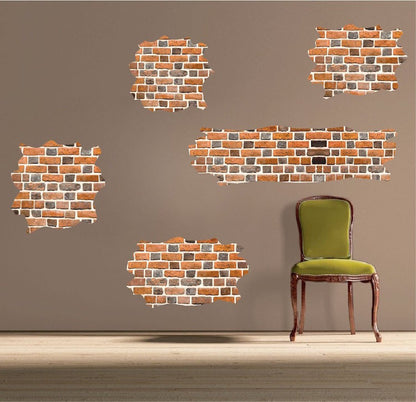 Brick Wallpaper Wall Decal Decor Sticker Wall Paper Vinyl Bricks Layers Fun Wall Art, a43