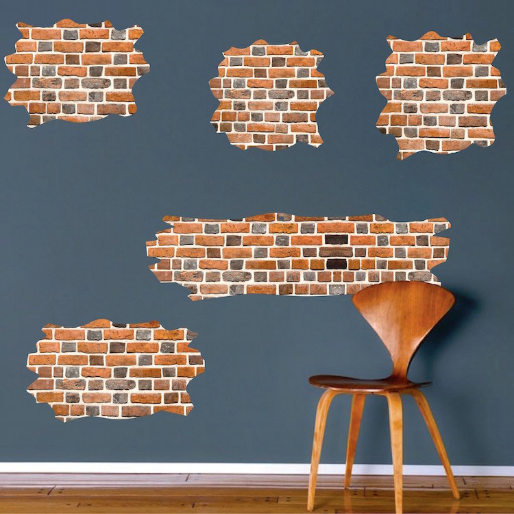 Brick Wallpaper Wall Decal Decor Sticker Wall Paper Vinyl Bricks Layers Fun Wall Art, a43