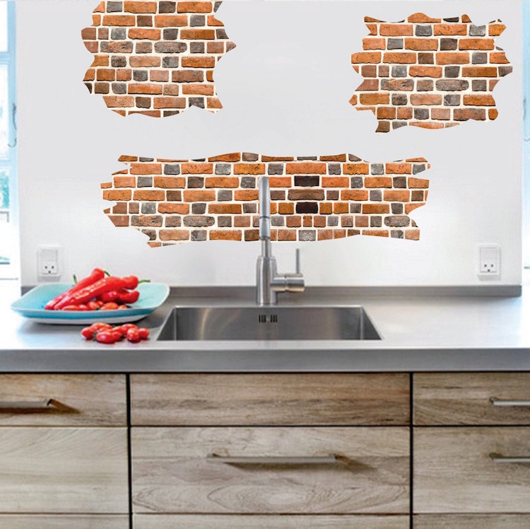 Brick Wallpaper Wall Decal Decor Sticker Wall Paper Vinyl Bricks Layers Fun Wall Art, a43