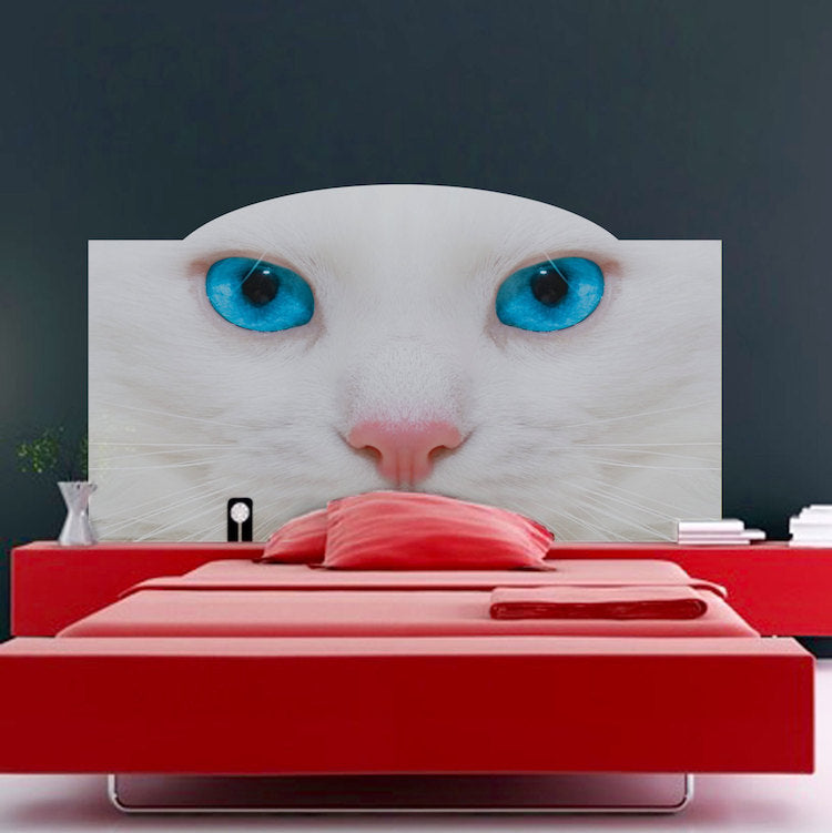Cat Headboard Wall Decal Bedroom Decor for Apartment Dorms Removable Headboard Art, c47
