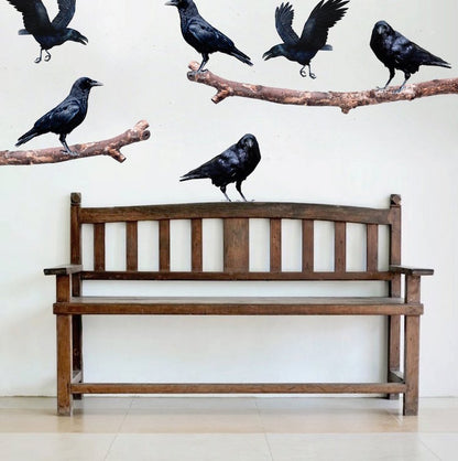 Crows on a Branch Wall Sticker Decal Raven Art Black Birds Decor Tree Branch Wall Stickers, a42