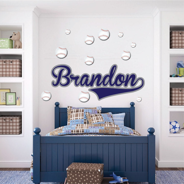 Custom Boys Bedroom Name Wall Decal Child Names Wallpaper Personalized Decor for Kids Teens, n15