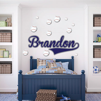 Custom Boys Bedroom Name Wall Decal Child Names Wallpaper Personalized Decor for Kids Teens, n15
