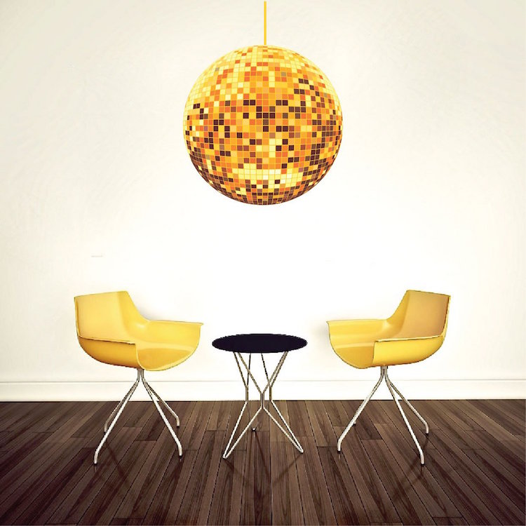 Gold Disco Ball Wall Decal Dance Room Wall Art Sticker Removable Bedroom Decor, a35